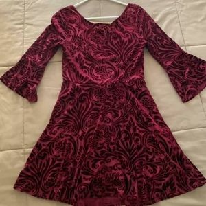 Honey And Rosie red velvet raised detail dress